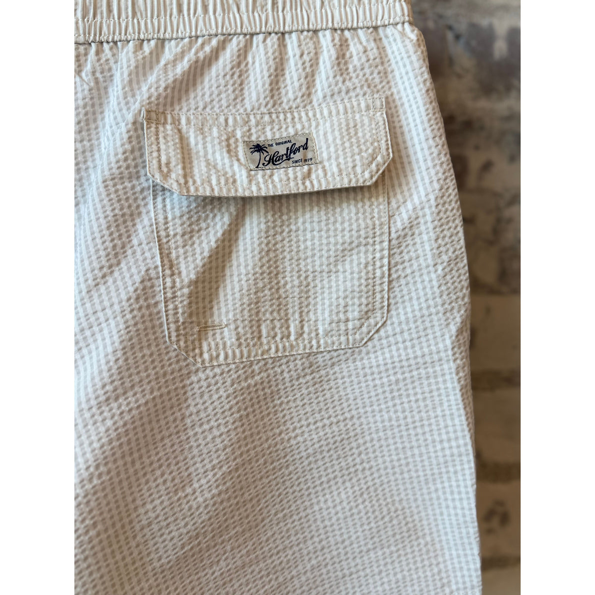 Hartford Men's Seersucker Woven Swimshort - Pearl Gray