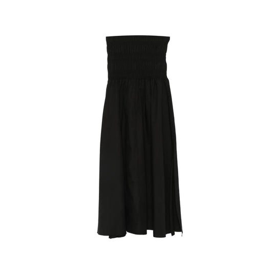 Black gathered women's skirt by Closed Women's, featuring a high waist and textured fabric, shown on a model.