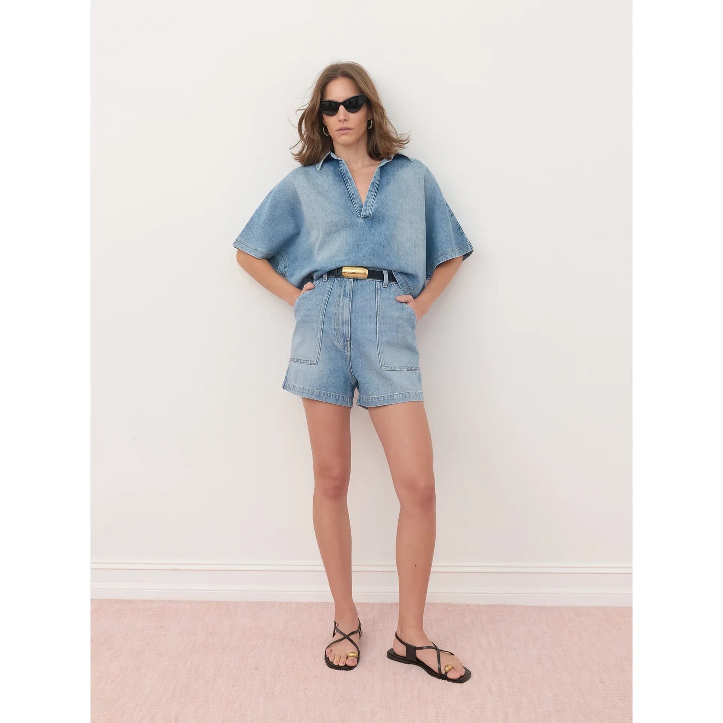 Women's Lotus Shirt in Malibu Wash by Secular, featuring a casual fit with a soft, faded denim look.