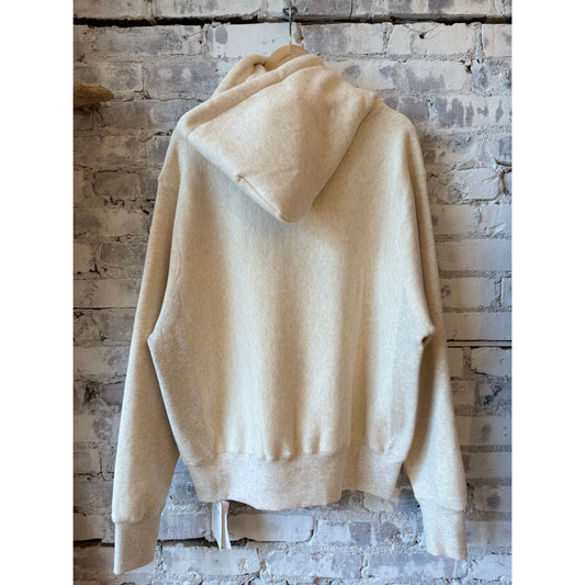 V::Room Tencel Brushed Fleece Reverse Weave Pullover Hoodie - Oatmeal Dim Gray
