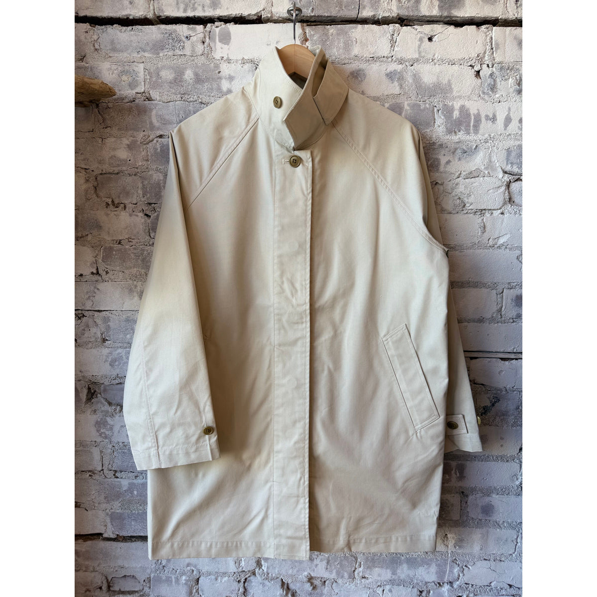 Women's Madeleine Trench in cotton blend by Alex Mill, shown in stone, with classic tailored design and button details.