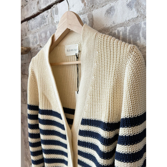 Isla Stripe Cardi - Ivory/Navy - DUNE + SALT