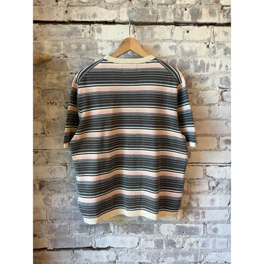 NN07 Danny Peached Crewneck Tee - Multi Stripe Dark Gray