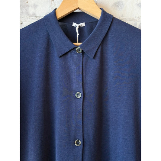 Cotton/Silk Linen Cardigan - Navy - DUNE + SALT