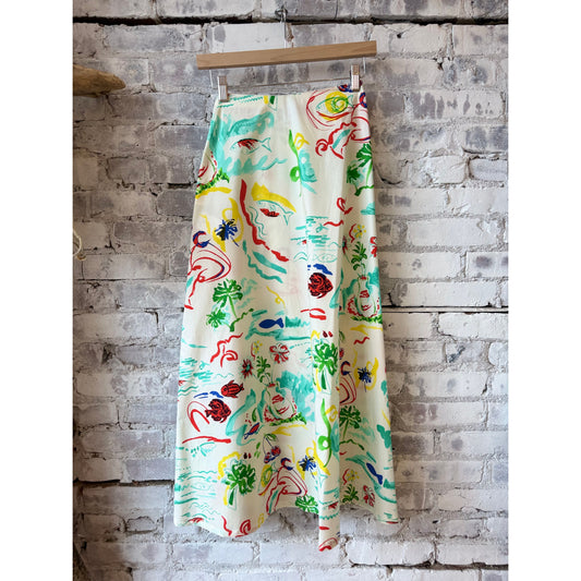 Viscose Twill Wrap Skirt - Stampa Multi - DUNE + SALT