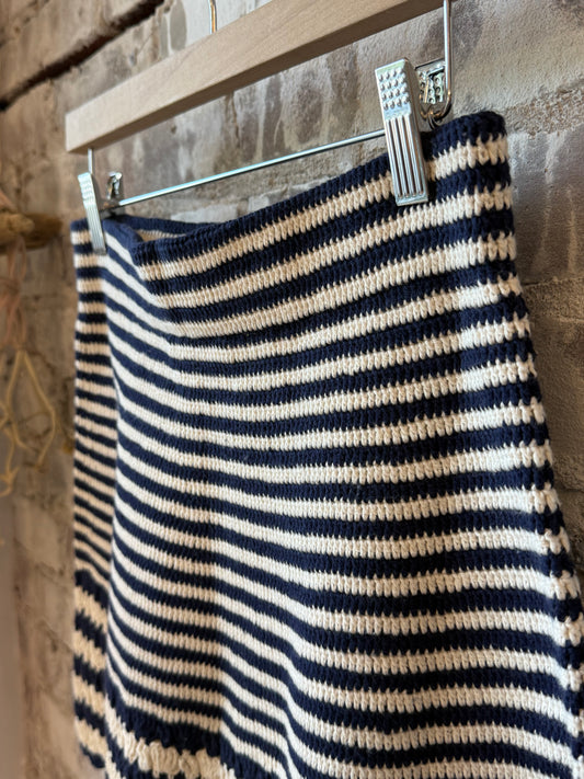 Tatum Crochet Mini Skirt - Ivory/Navy Stripe
