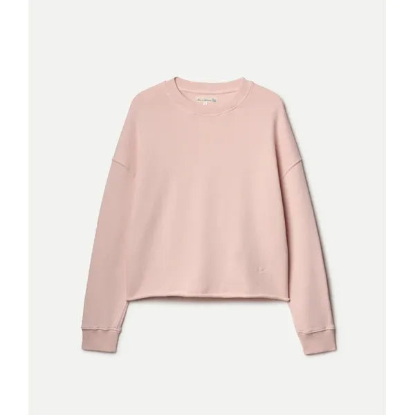 Women's retro fleece sweatshirt by Merz b. Schwanen with open edge hem, featuring a cozy fleece texture and relaxed fit.