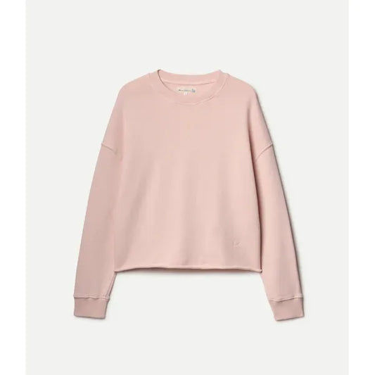 Retro Fleece Sweatshirt With Open Edge On Hem - Shell - DUNE + SALT