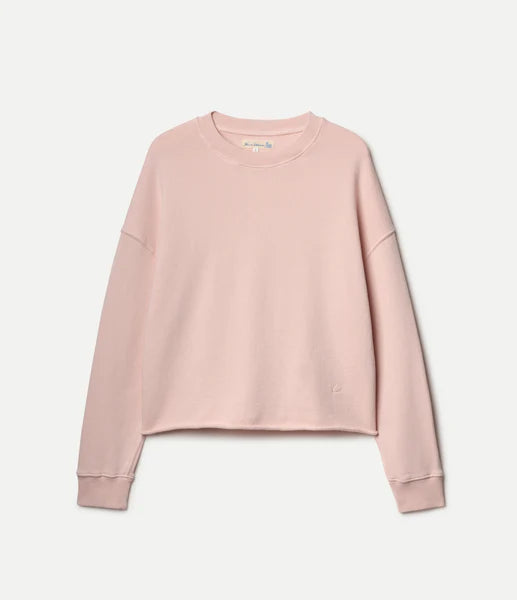 Retro Fleece Sweatshirt With Open Edge On Hem - Shell - DUNE + SALT