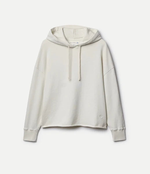 Retro Fleece Hoodie With Raw Hem - Cashew - DUNE + SALT