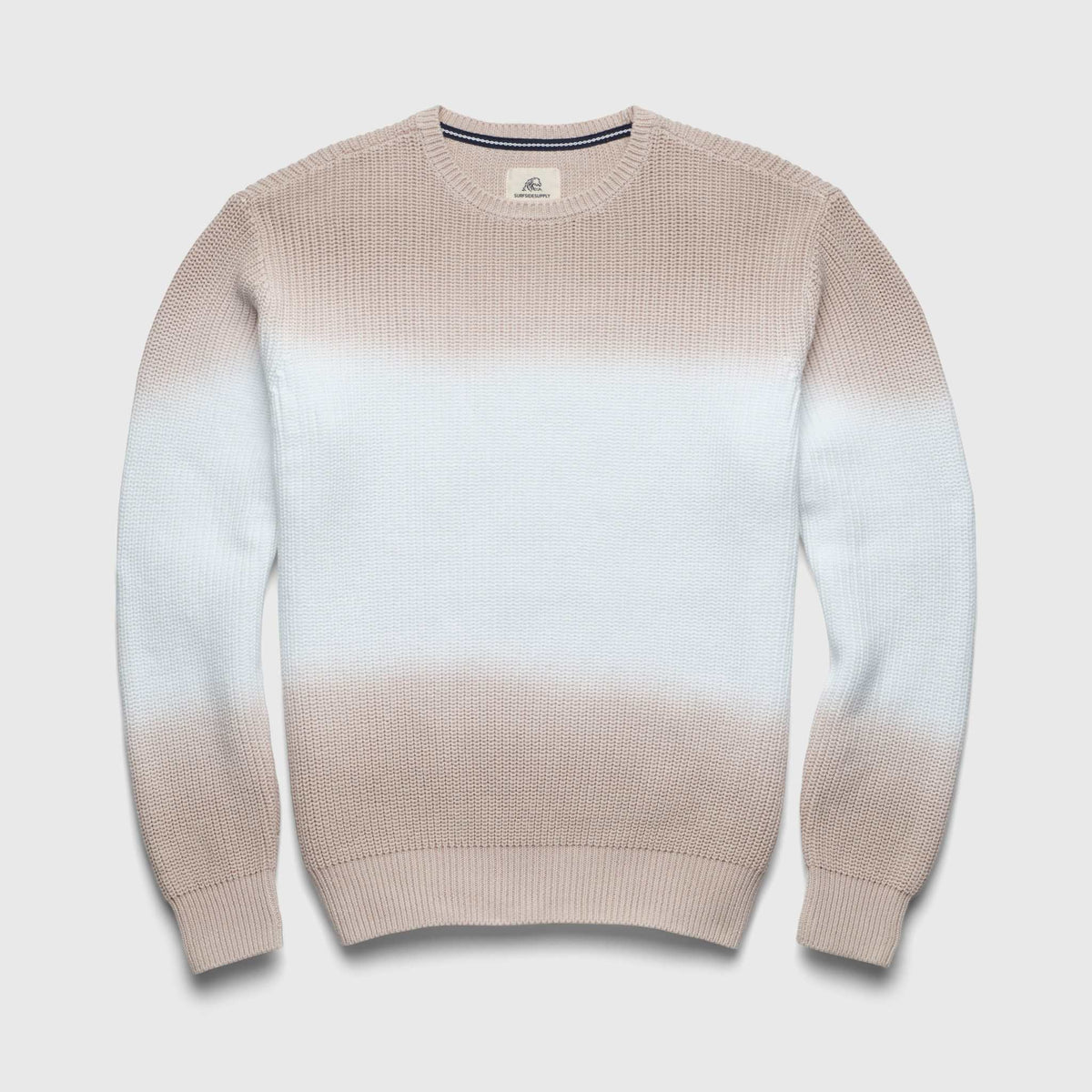 Men's Eddie Dip-Dye Knit Sweater by Surfside Supply in silver grey, featuring a stylish, textured dip-dye design.