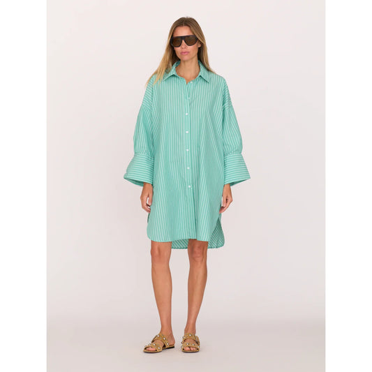 Secular Kelly Shirt Dress - Turquoise Stripe Lavender