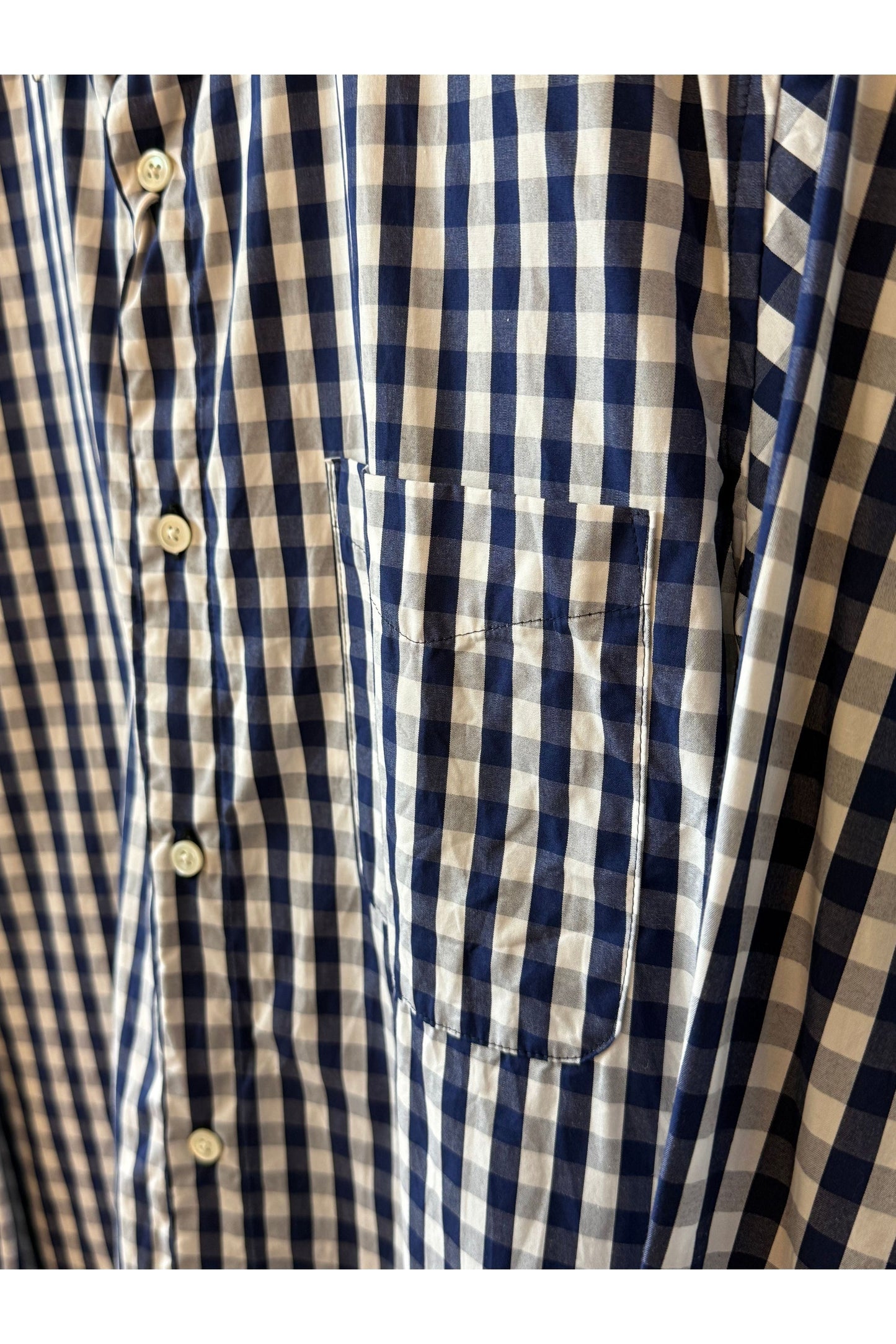 Gingham Check Regular Collar Shirt - Navy - DUNE + SALT