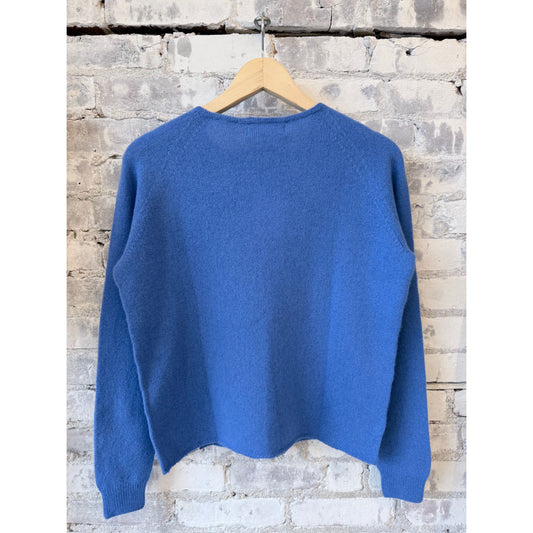 Lightweight Merino Wool-Cashmere-Silk Crew - Washed Blue - DUNE + SALT