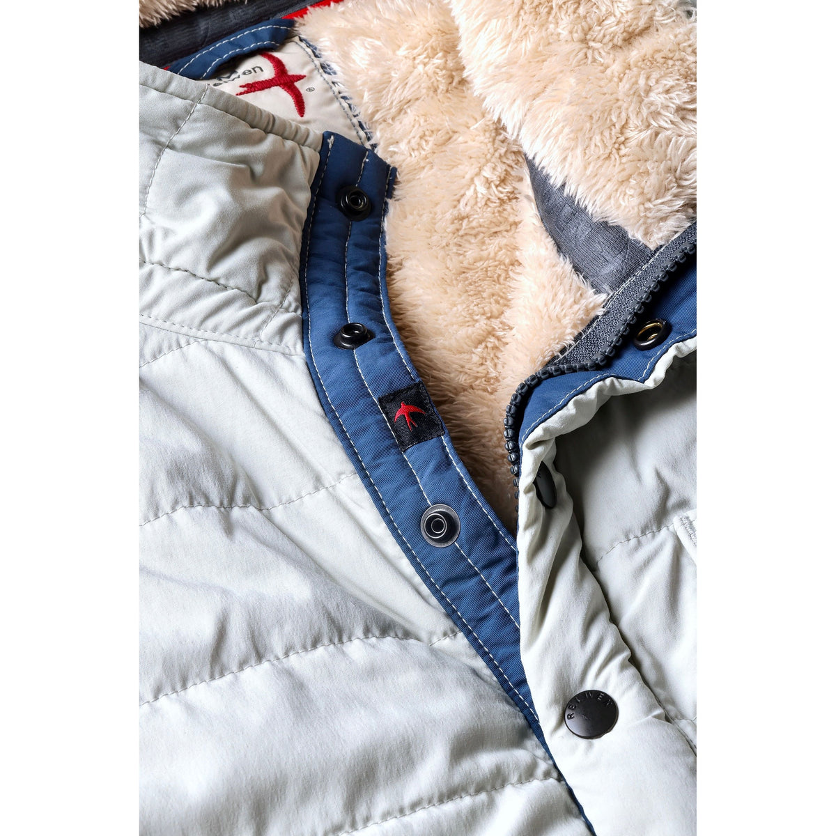 Men's Relwen Qltd Superfleece Popover in chalk fabric, showing the soft fleece material and relaxed fit style.