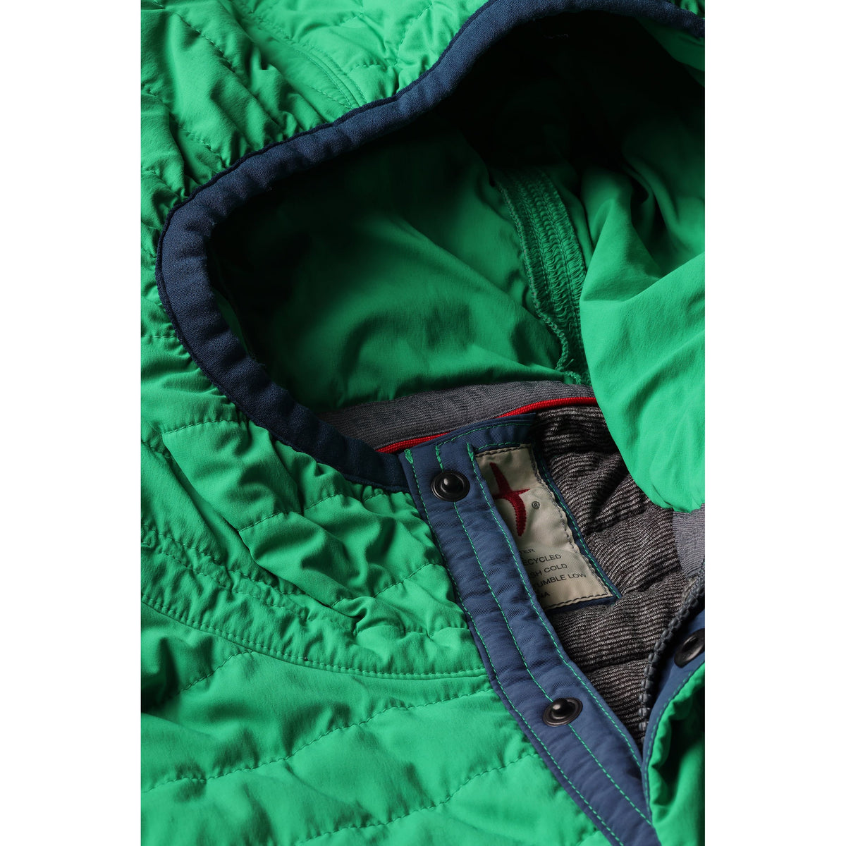 Men's Kelly green Windzip Hood by Relwen, lightweight windbreaker jacket with front zipper and hood, casual outdoor style.