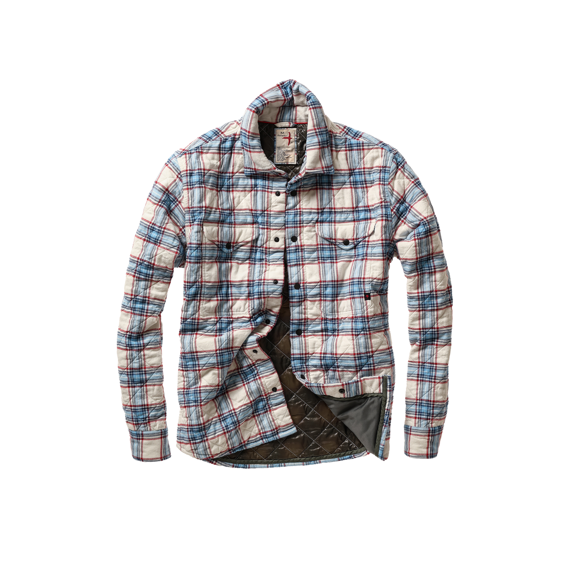 Relwen Qltd Flannel Shirtjacket - White Multi Plaid Black
