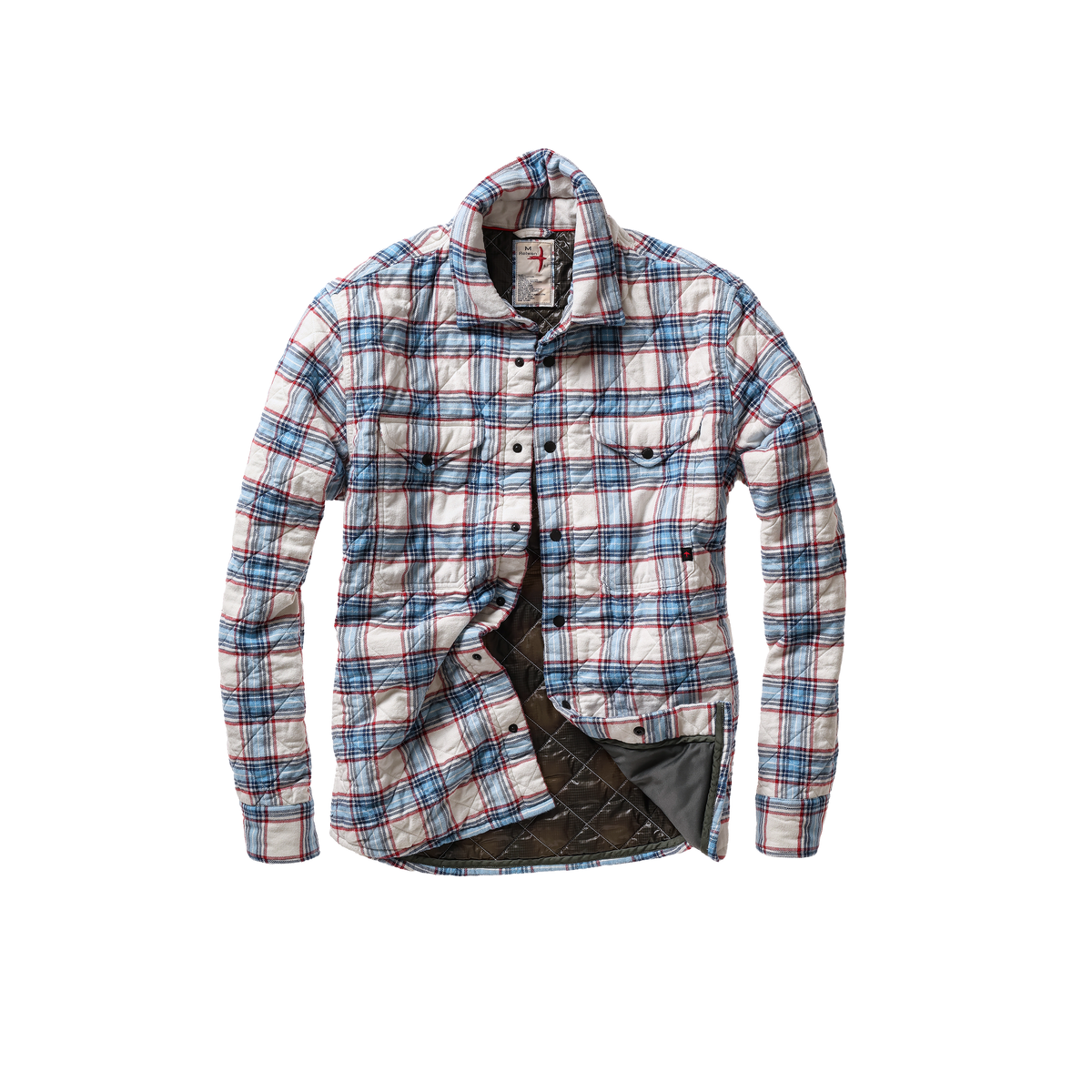 Relwen Qltd Flannel Shirtjacket - White Multi Plaid Black