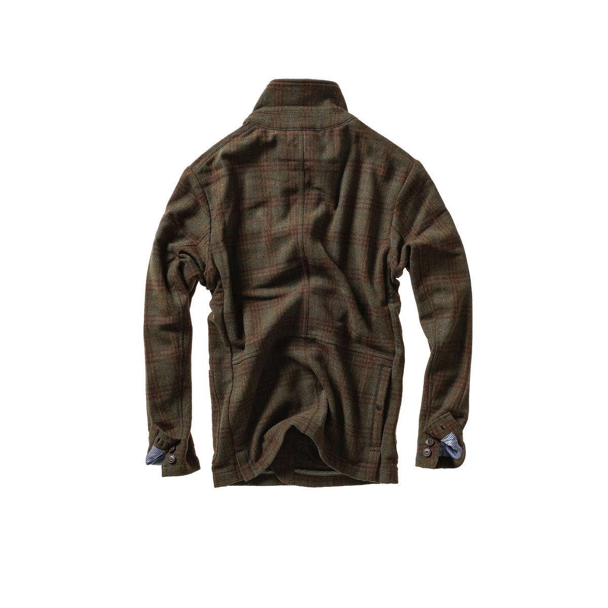 Men's Heritage Trap Blazer by Relwen in Loden and Rust District plaid fabric, featuring a tailored fit and classic design.