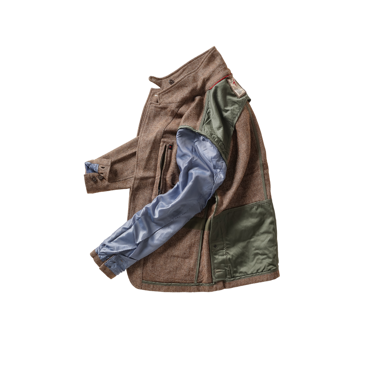 Men's Heritage Trap Blazer by Relwen in rustic brown twill, tailored fit with front pockets and classic collar detail.