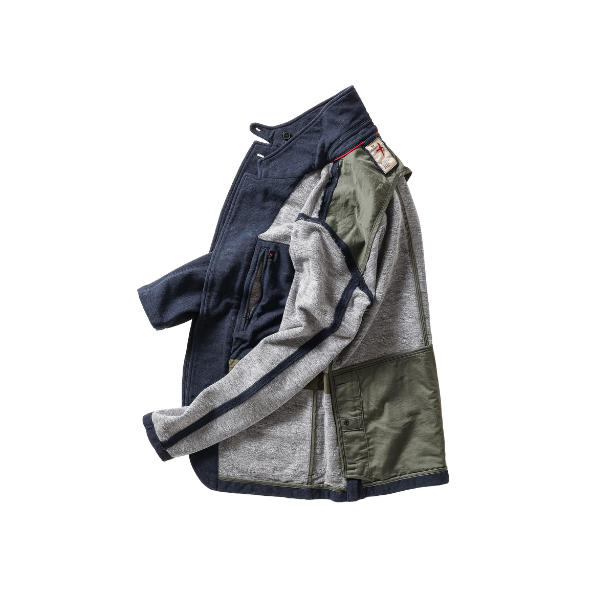 Men's navy Heather Pique Trap Blazer by Relwen, tailored fit with structured collar and front pockets, perfect for smart casual wear.