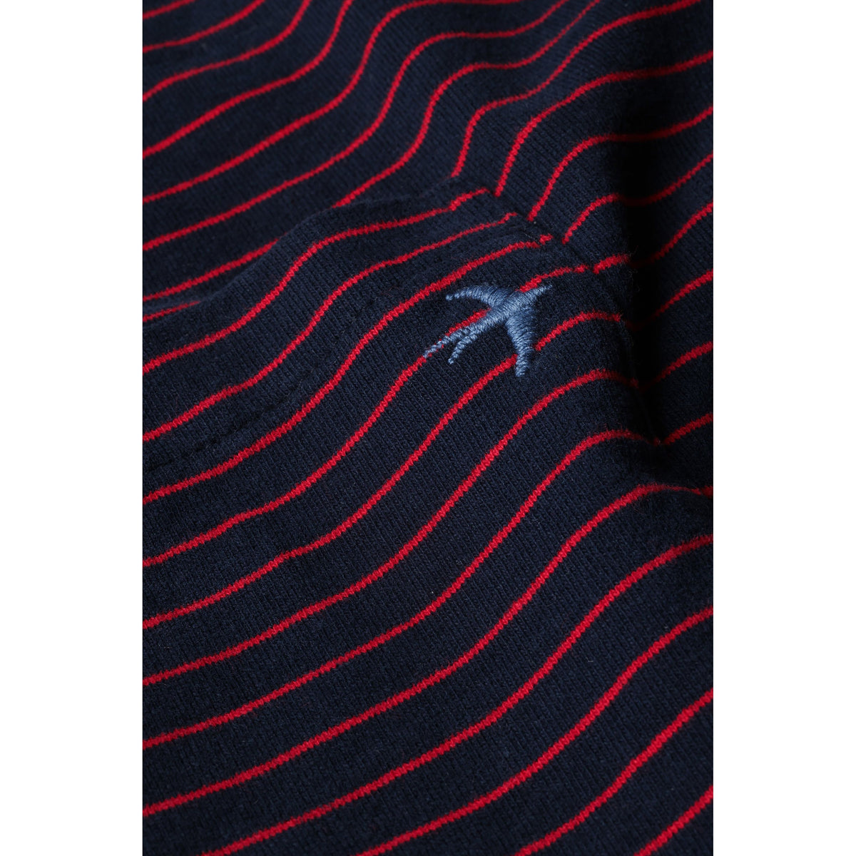 Relwen Ringspun L/S Pocket Tee - Navy/Red Stripe Black
