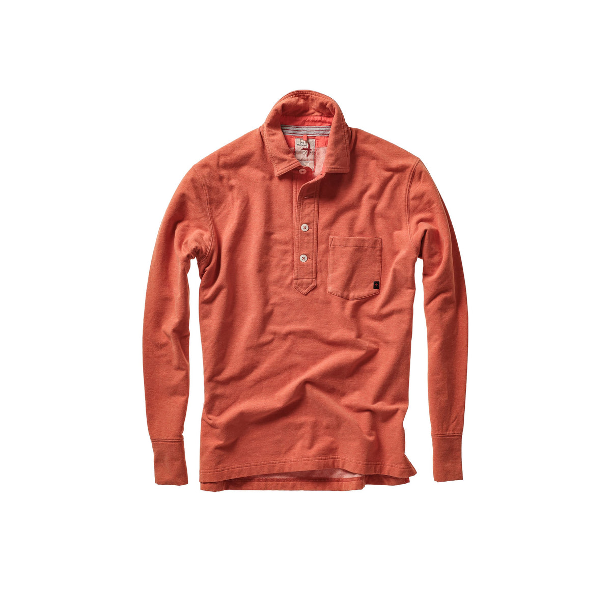 Men's Relwen Mariner Polo in orange fade heather, showcasing a casual fit with collar and short sleeves.