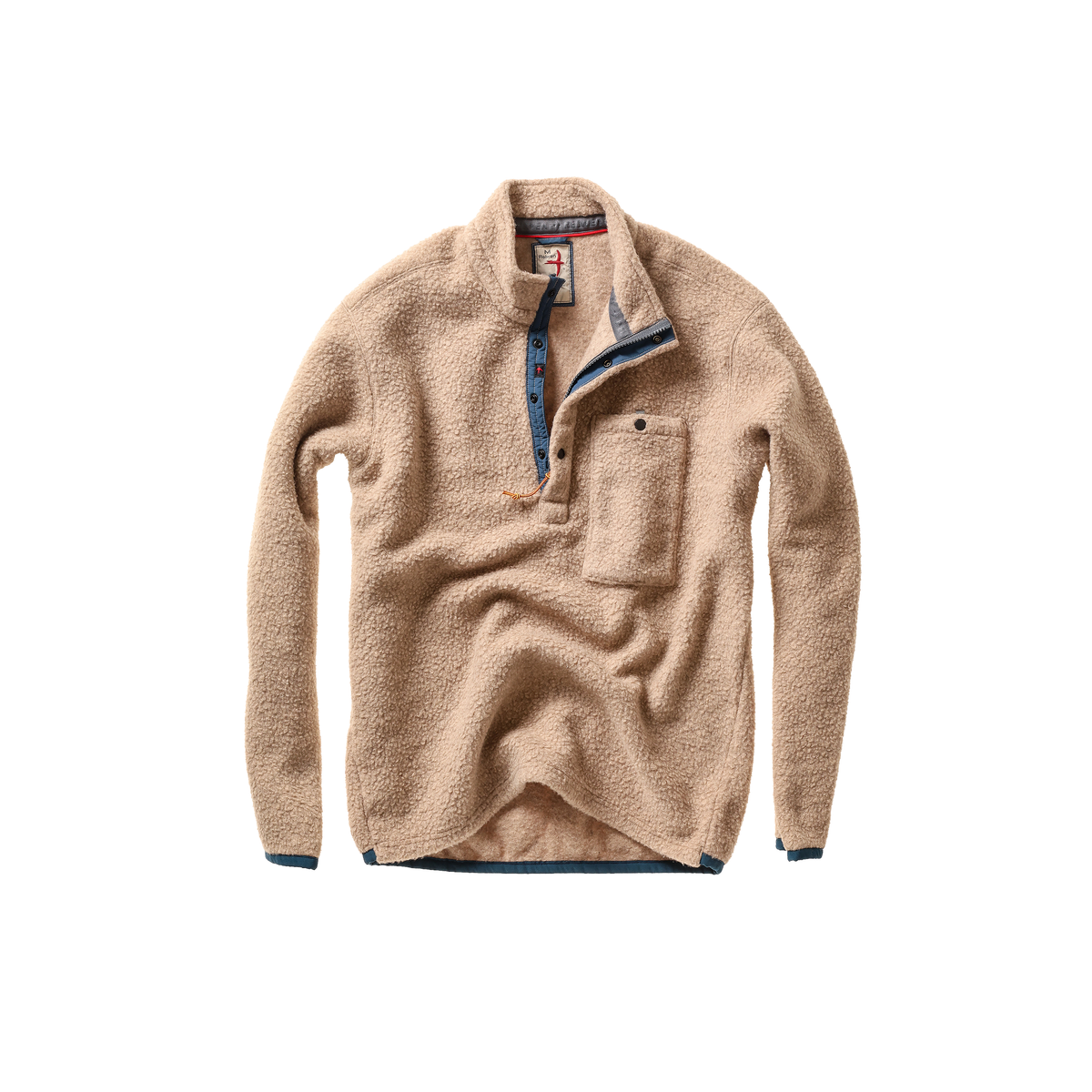 Men's Wooly Shag Snap-Zip jacket by Relwen in dark biscuit heather with a plush shag texture and zip closure.