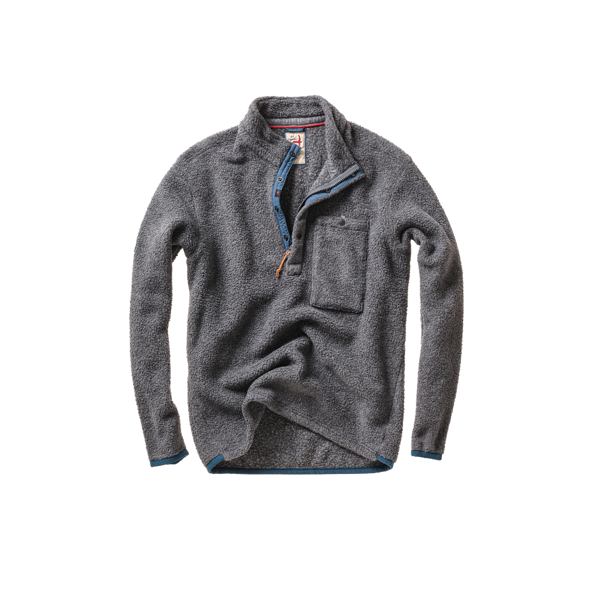 Men's Wooly Shag Snap-Zip jacket by Relwen in light charcoal heather, featuring a cozy wool shag texture and snap-front closure.