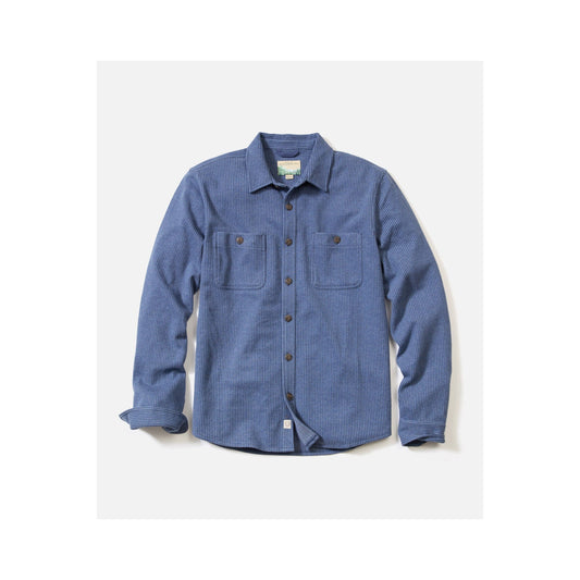 Pacifica Stretch Twill Overshirt - Blue Railroad Stripe - DUNE + SALT