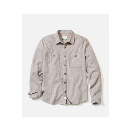 Pacifica Stretch Twill Overshirt - Grey Railroad Stripe - DUNE + SALT