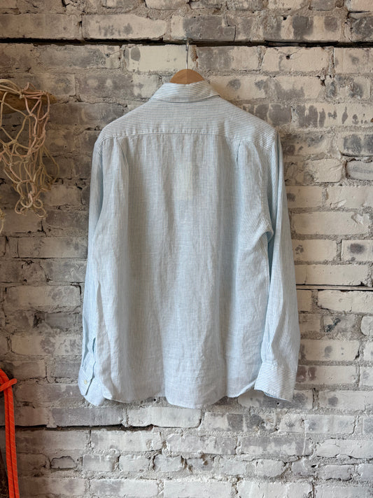 Hartford Men's Paul Woven Shirt - Sky & White Dark Gray