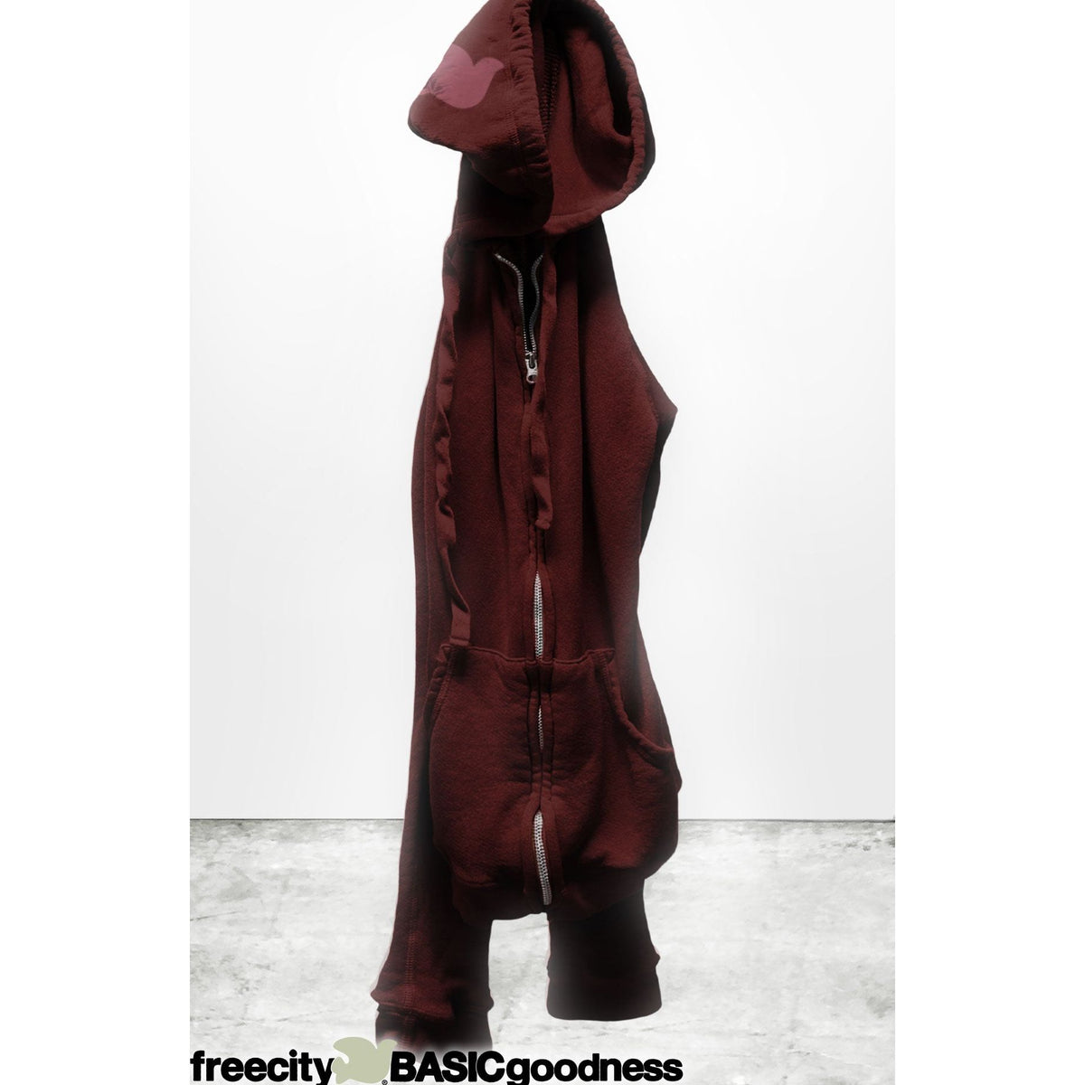 Women's Superfluff Lux Zip Hoodie by Freecity in Rusty Rabbit color, showing soft, plush fabric and stylish hood design.