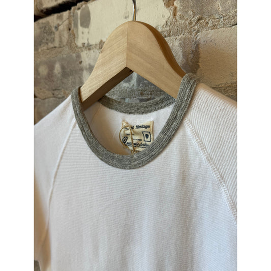 Men's white Raffy crew neck sweatshirt by Kepani, made of soft cotton fabric, displayed on a plain background.