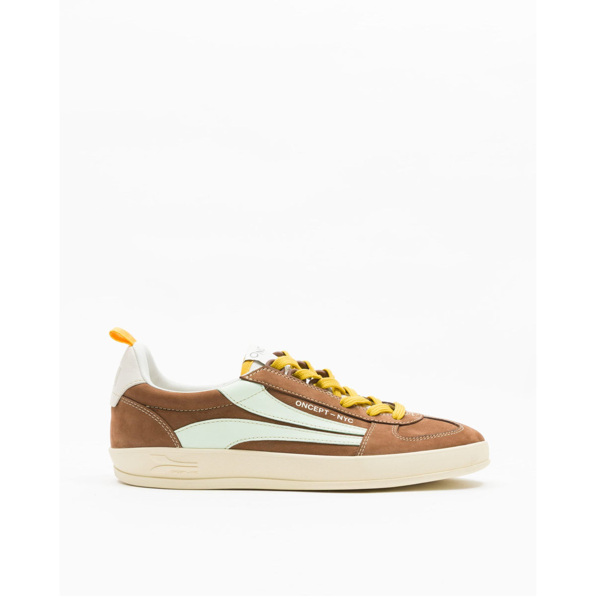 Men's Fez Mocha sneaker by Oncept, side view showing brown suede material and casual sneaker design.