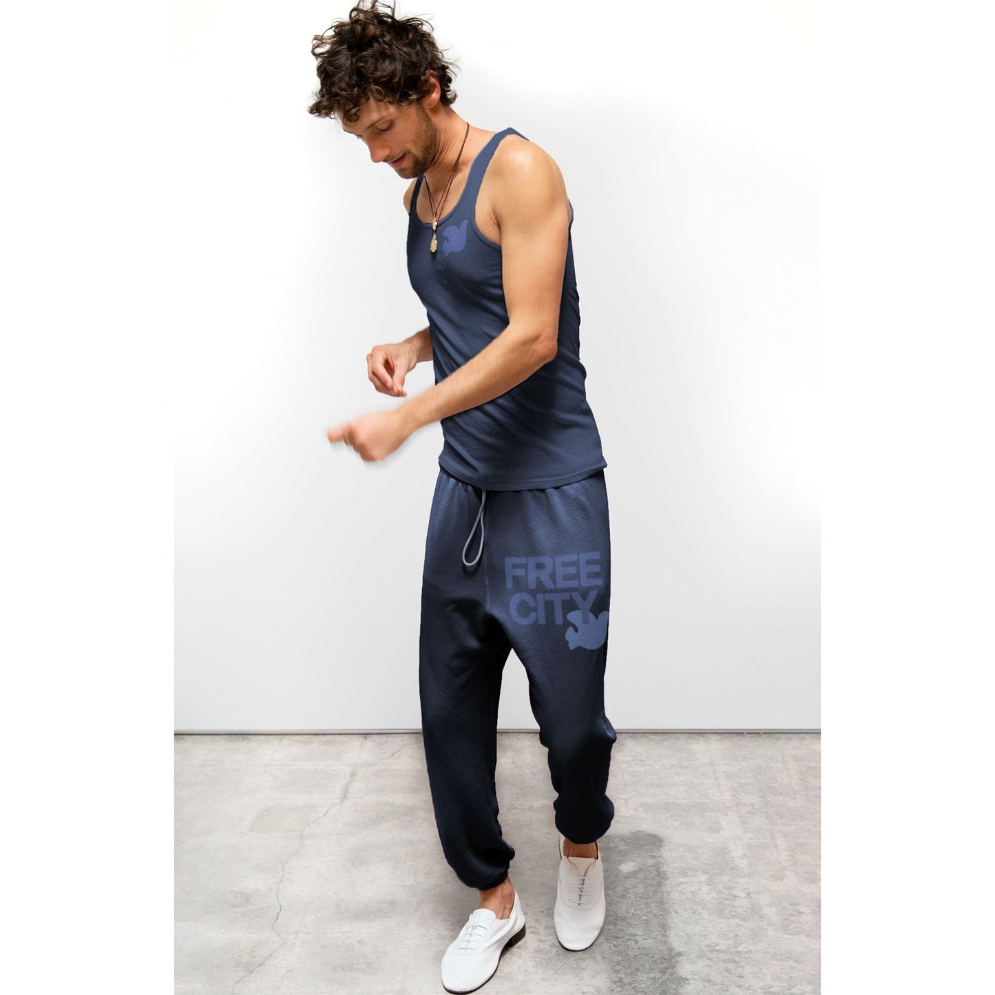 Women's Freecity Super Vintage Tank top with Moonshrooms Blue design, featuring a relaxed fit and stylish vintage look.