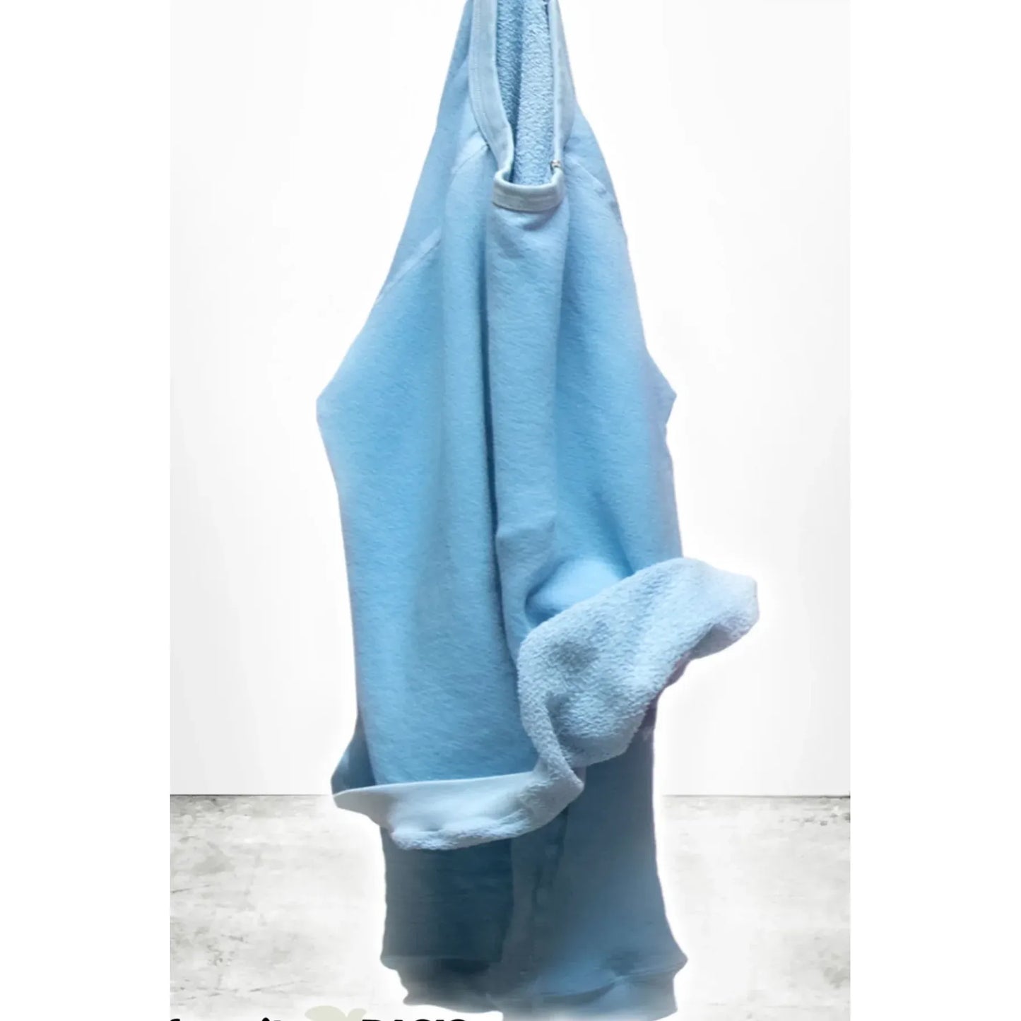 Women's blue sweatshirt featuring a fluffy rabbit graphic by Freecity, casual and cozy for everyday wear.