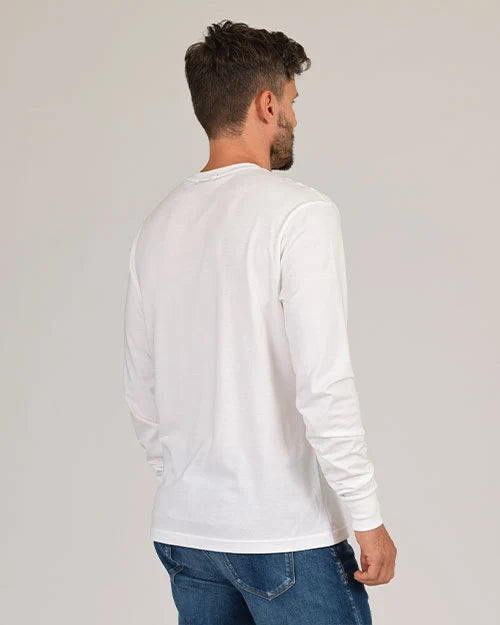 Ace Rivington Super Soft Supima LS Tee - White Light Gray