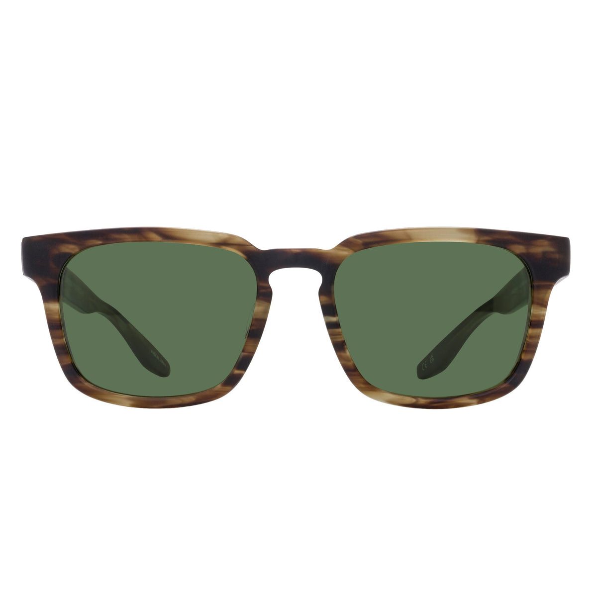 Hamilton x 000 Barton Perreira sunglasses with matte cognac frames and vintage green lenses, front view showing stylish design