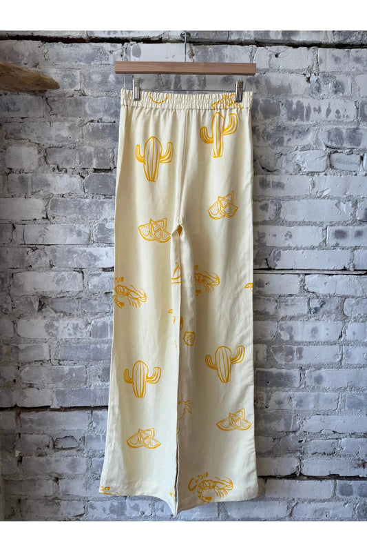 Winona Wide Pant - Dune Beige Print - DUNE + SALT