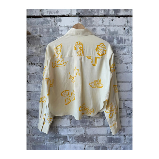 Cropped Oversized Shirt - Dune Beige - DUNE + SALT