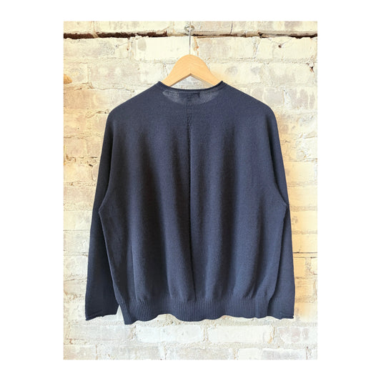 Airy Wool Crewneck Sweater - Navy - DUNE + SALT
