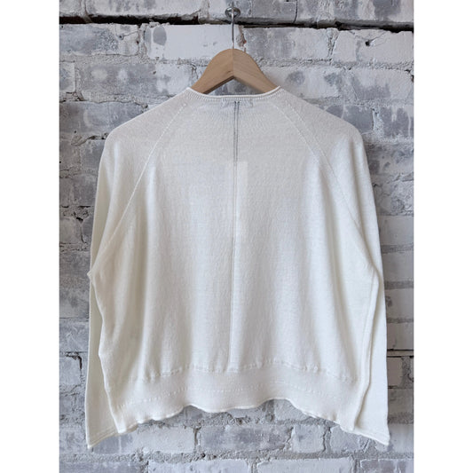 Cotton-Linen Crewneck Sweater - Off-White - DUNE + SALT