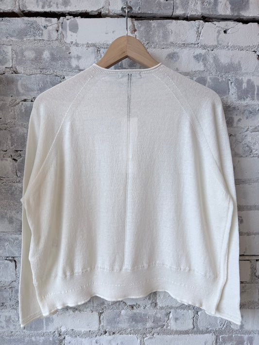 Cotton-Linen Crewneck Sweater - Off-White - DUNE + SALT