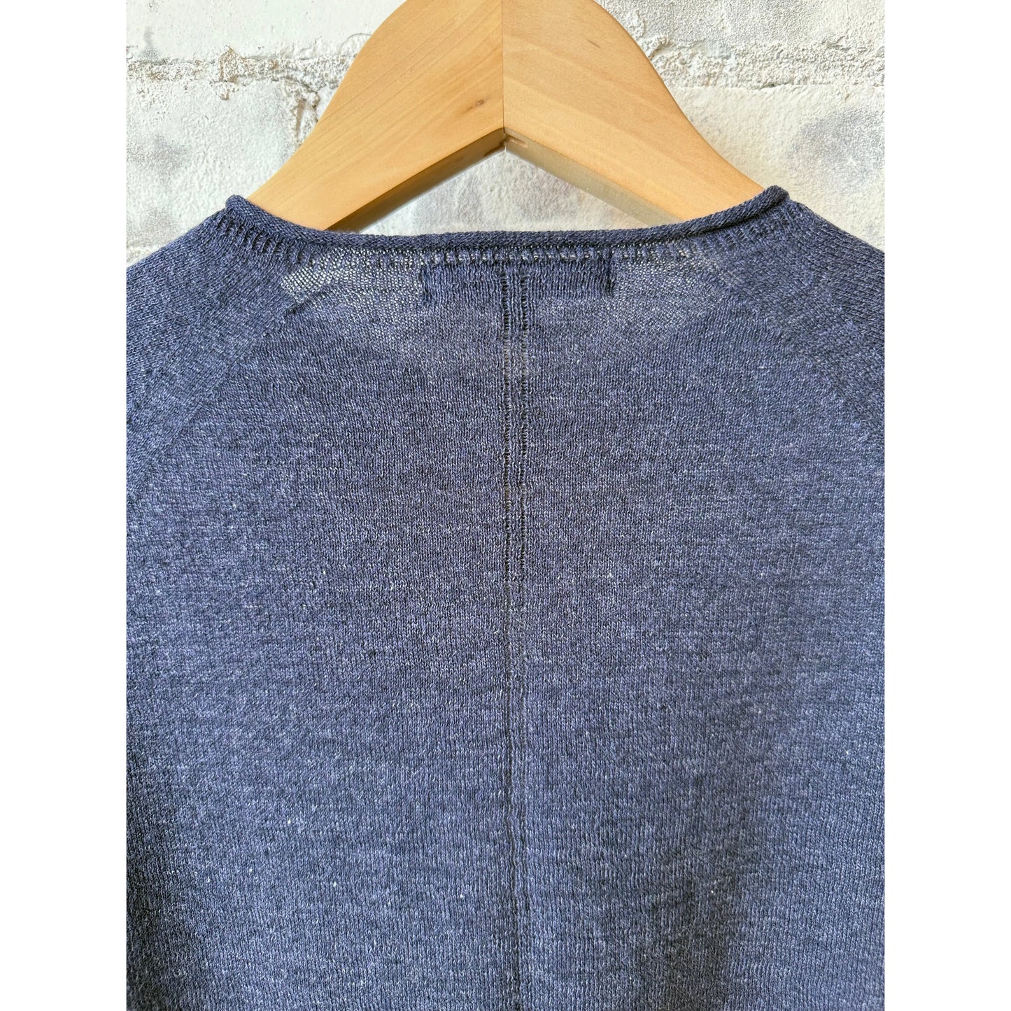 Cotton-Linen Crewneck Sweater - Navy - DUNE + SALT