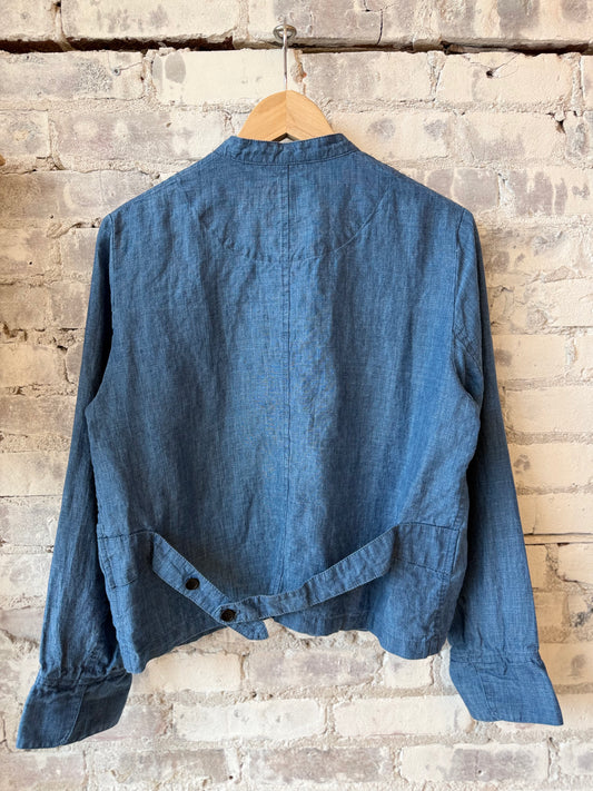 Indigo Linen Chambray Jacket - Light Indigo - DUNE + SALT