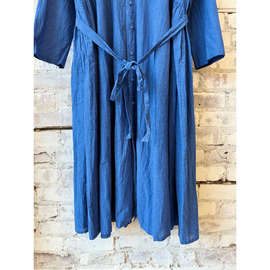 Organic Cotton Chambray Dress - Cobalt - DUNE + SALT