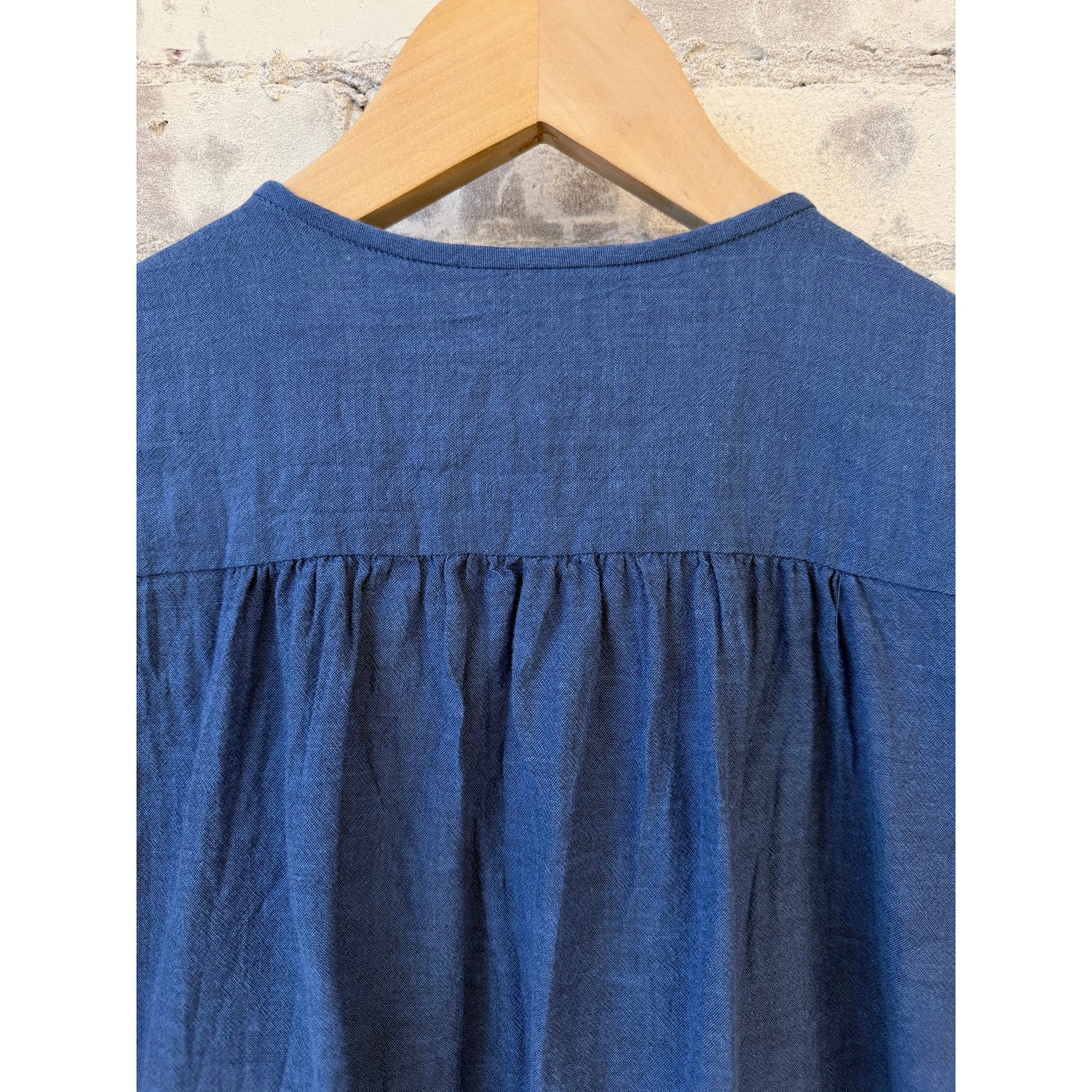 Organic Cotton Pleated Blouse - Cobalt - DUNE + SALT