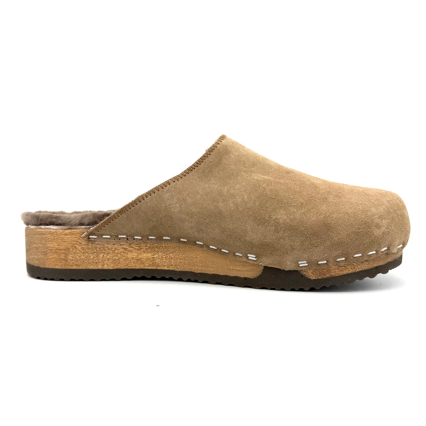 KUNSTENDESIGN.COM Lowrider | Men's Clogs | Umber Suede x Pure Lambswool White Smoke