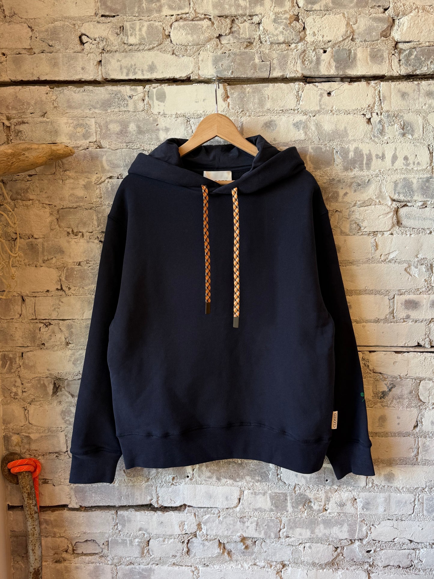 Men's Retro Hoodie by Closed Men's in dark night color, featuring a vintage-inspired design and comfortable fit.